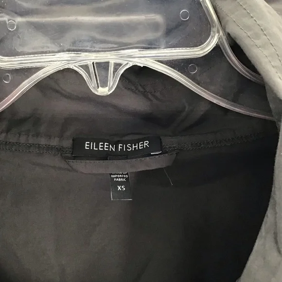 Eileen Fisher Light Weight Stand Collar Long Windbreaker Coat Charcoal Size XS